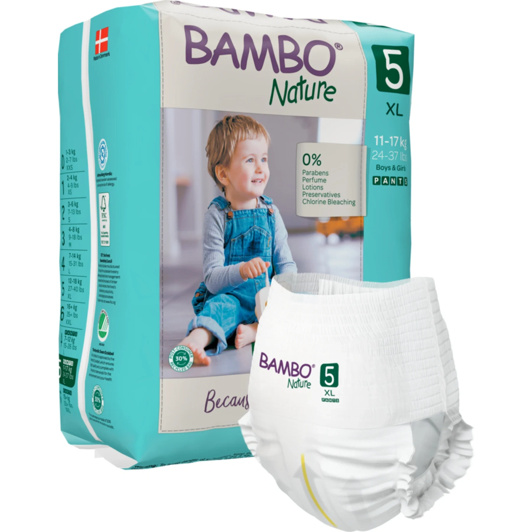 Bambo Nature Pants Größe 5, 11–17 kg, XL 19 Stück