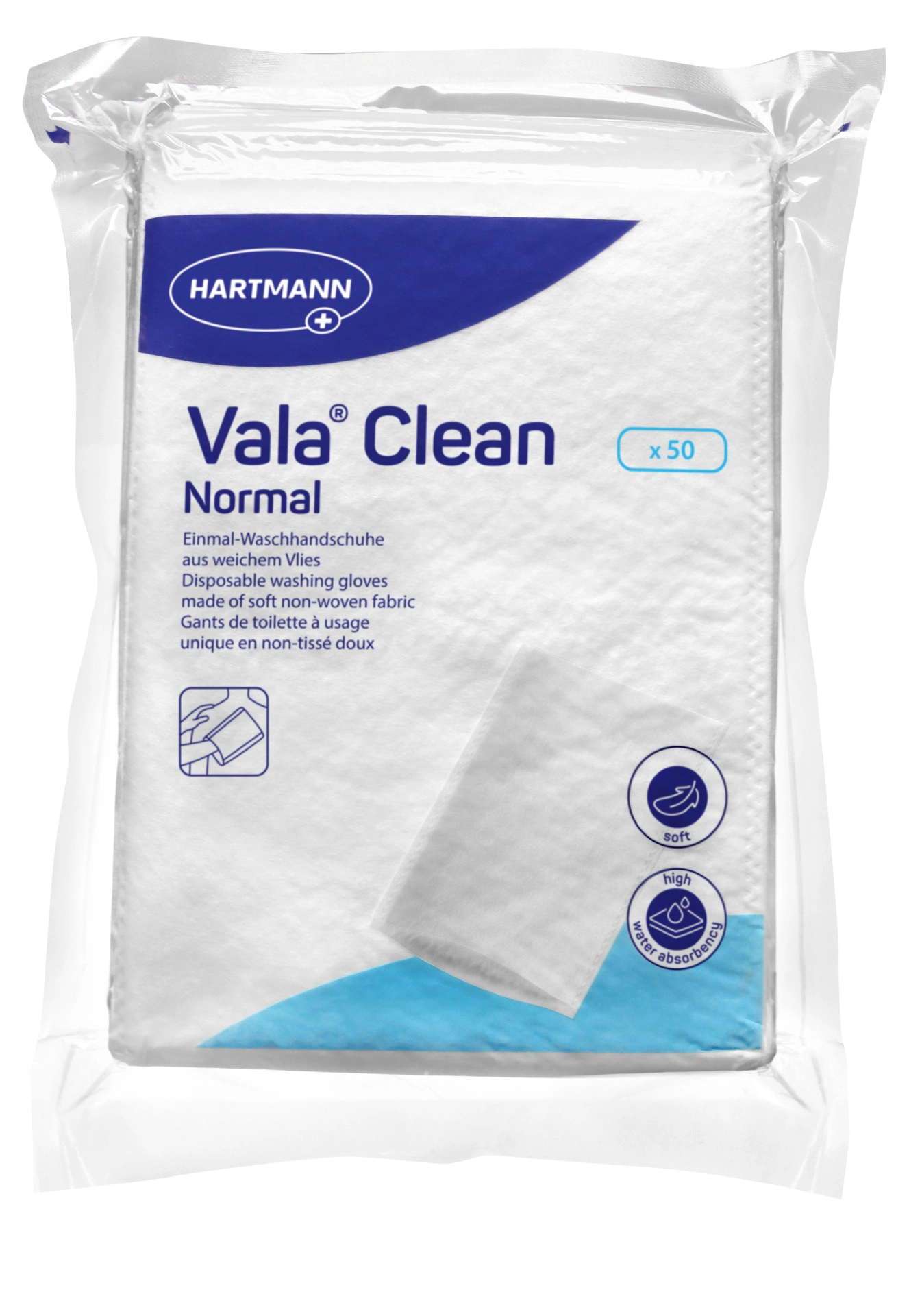Vala Clean normal Einmal-Waschhandschuhe 50 Stück