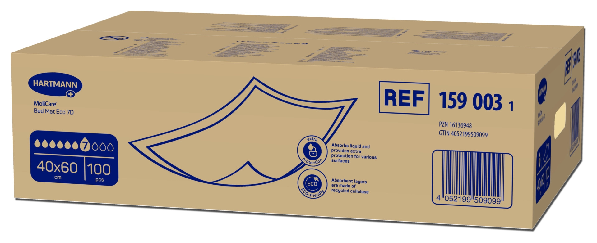 MoliCare Bed Mat Eco 7 Tropfen (12 Lagen) 40 x 60 cm 100 Stück